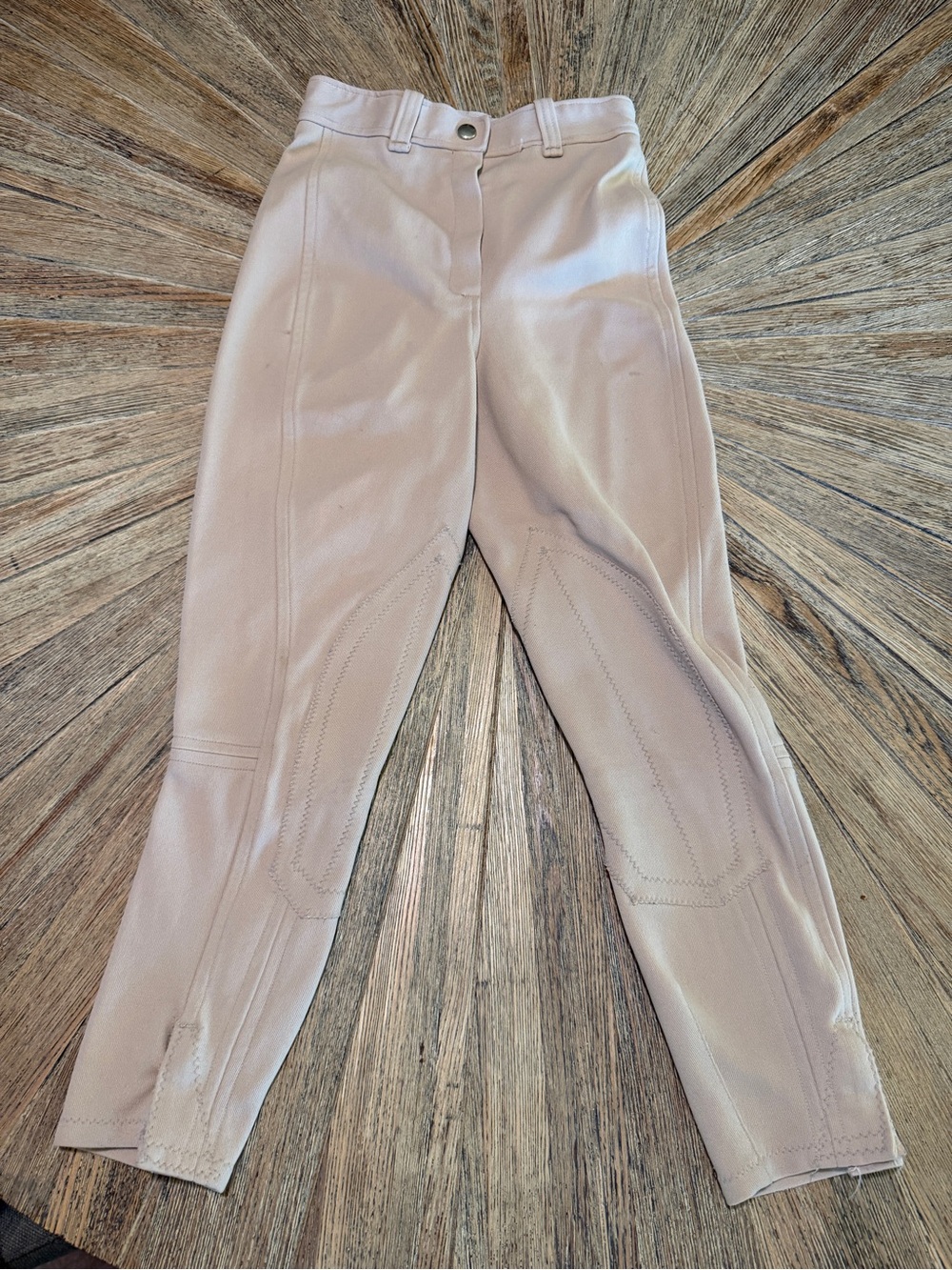 Vintage Kids Equestrian Riding Breeches Size 12 Made USA Knee Patch Tan